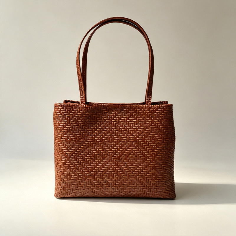 Leather Workshop - Mendy Genuine Leather Woven Pirnt Grain