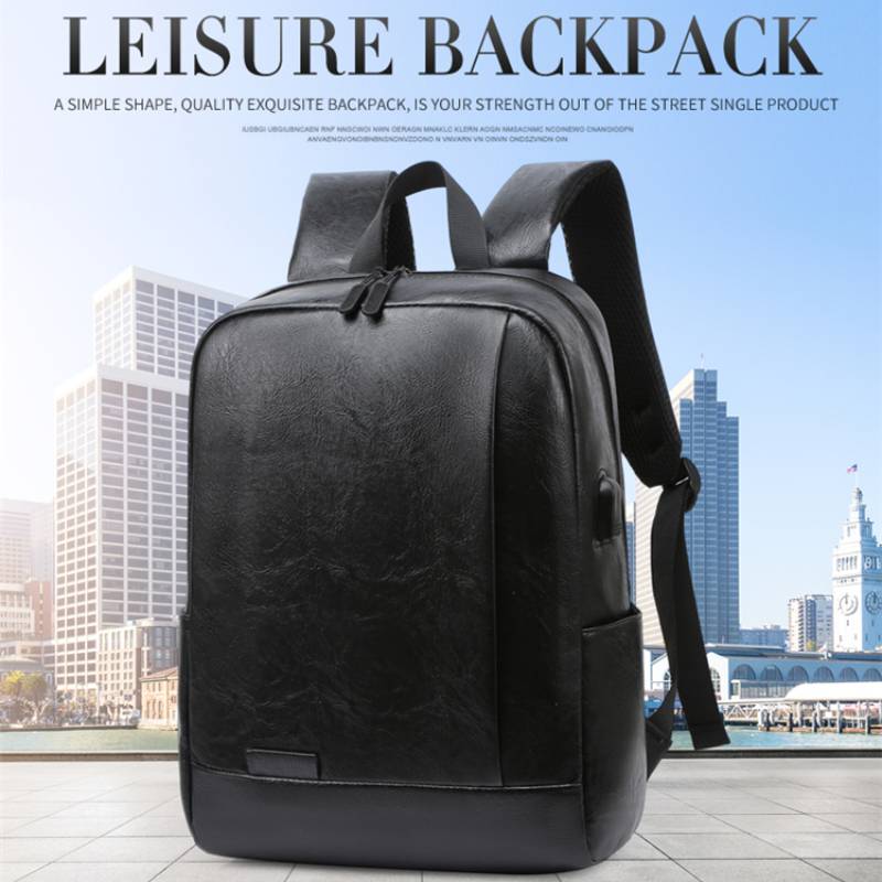 Leather Work Bag Mens - Men Fashionable Backpack PU Leather Satchel