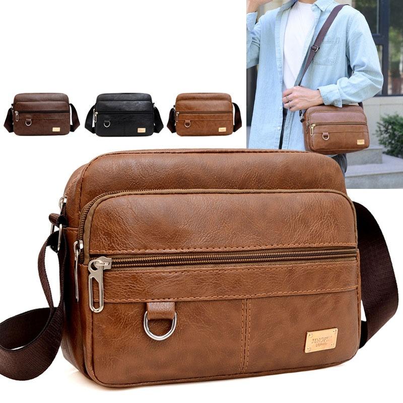 Leather Men's Sling Bag Messen - Leather Work Bag Mens 评论和价格