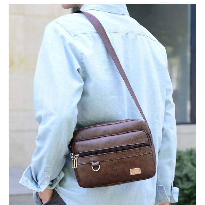 Leather Men's Sling Bag Messen - Leather Work Bag Mens 评论和价格