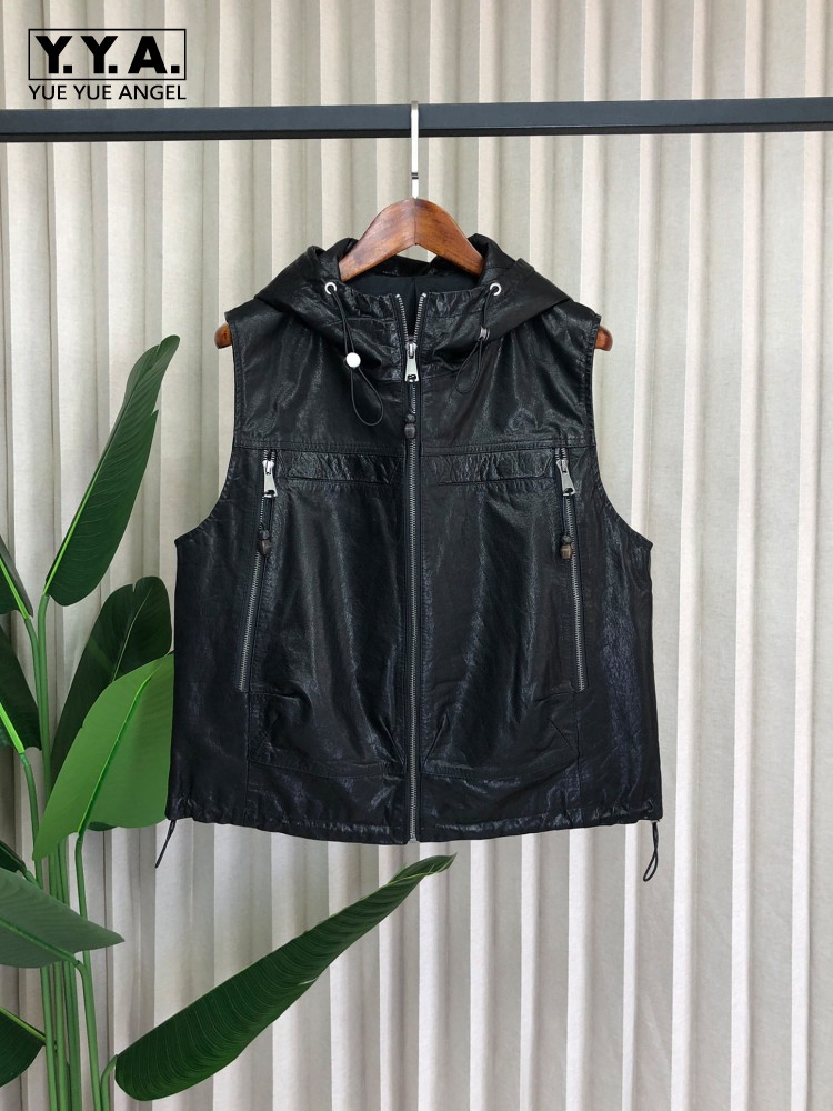 Work Ladies Casual Genuine Lea - Leather Work Jacket With Hood 评论和价格