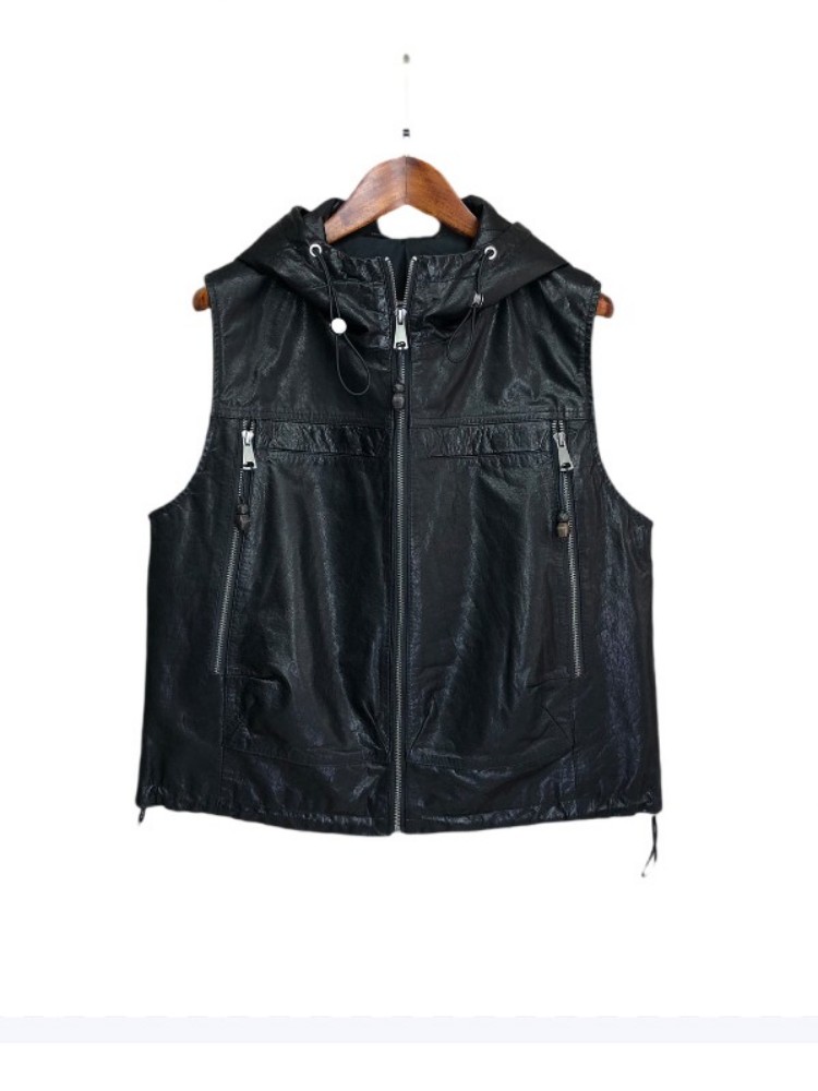 Work Ladies Casual Genuine Lea - Leather Work Jacket With Hood 评论和价格