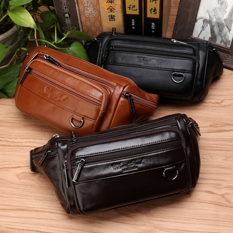 Men Waist Fanny Bags Sling Che - Leatherwork Fasteners 评论和价格