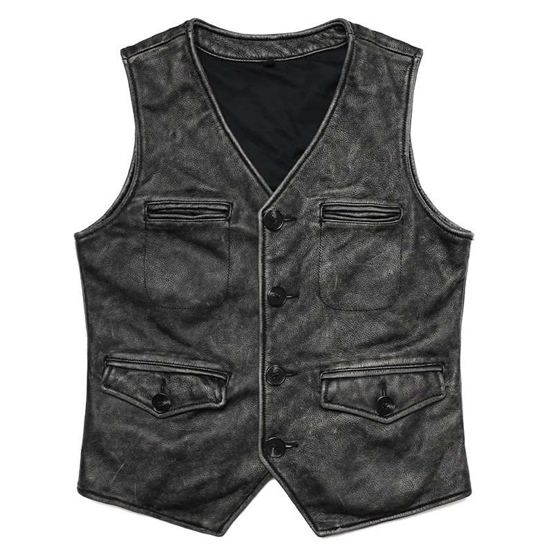 New Gery Vintage Genuine Leath - Leather Work Vest For Men 评论和价格