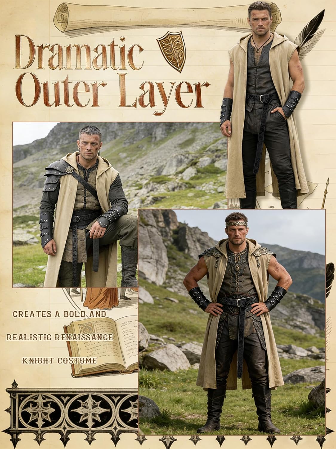 Men’s Renaissance Costume Set  - Leatherwork Fasteners 评论和价格
