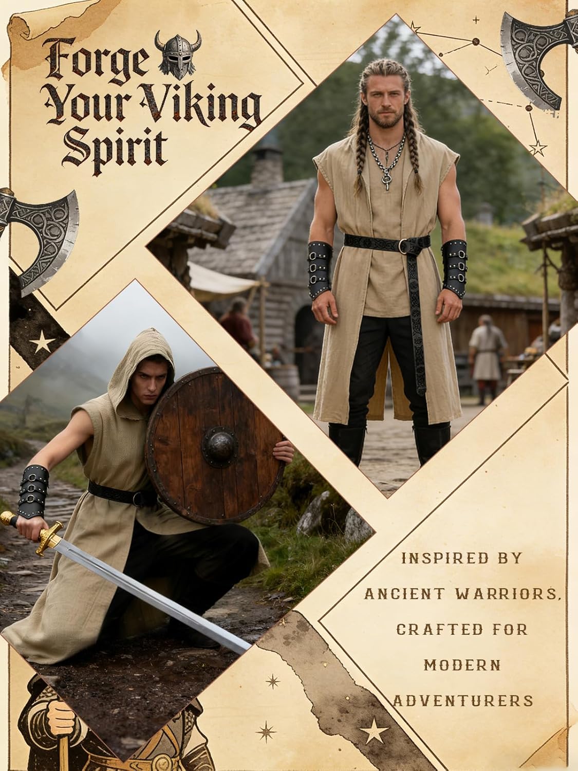Men’s Renaissance Costume Set  - Leatherwork Fasteners 评论和价格