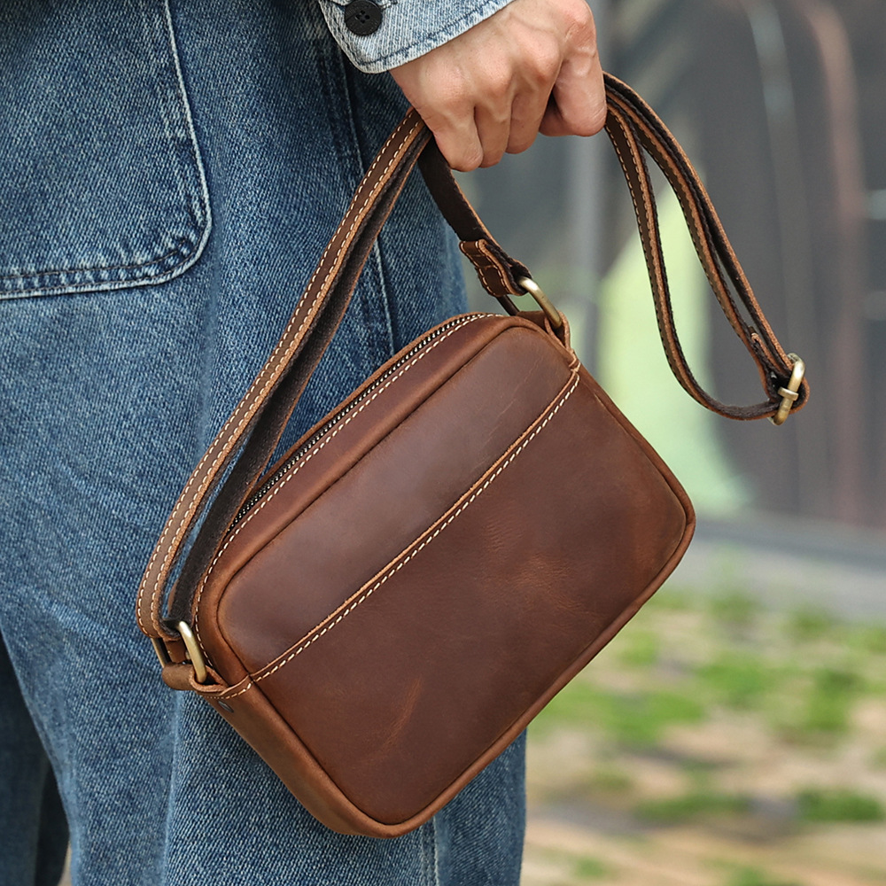 Luxury Genuine Cowhide Messeng - Leather Work Bag Mens 评论和价格