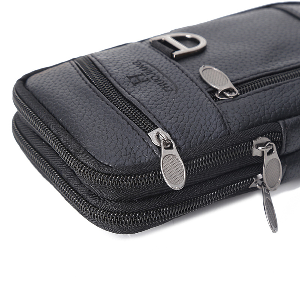 Men Waist Bag Mobile Phone Bag - Leatherwork Fasteners 评论和价格