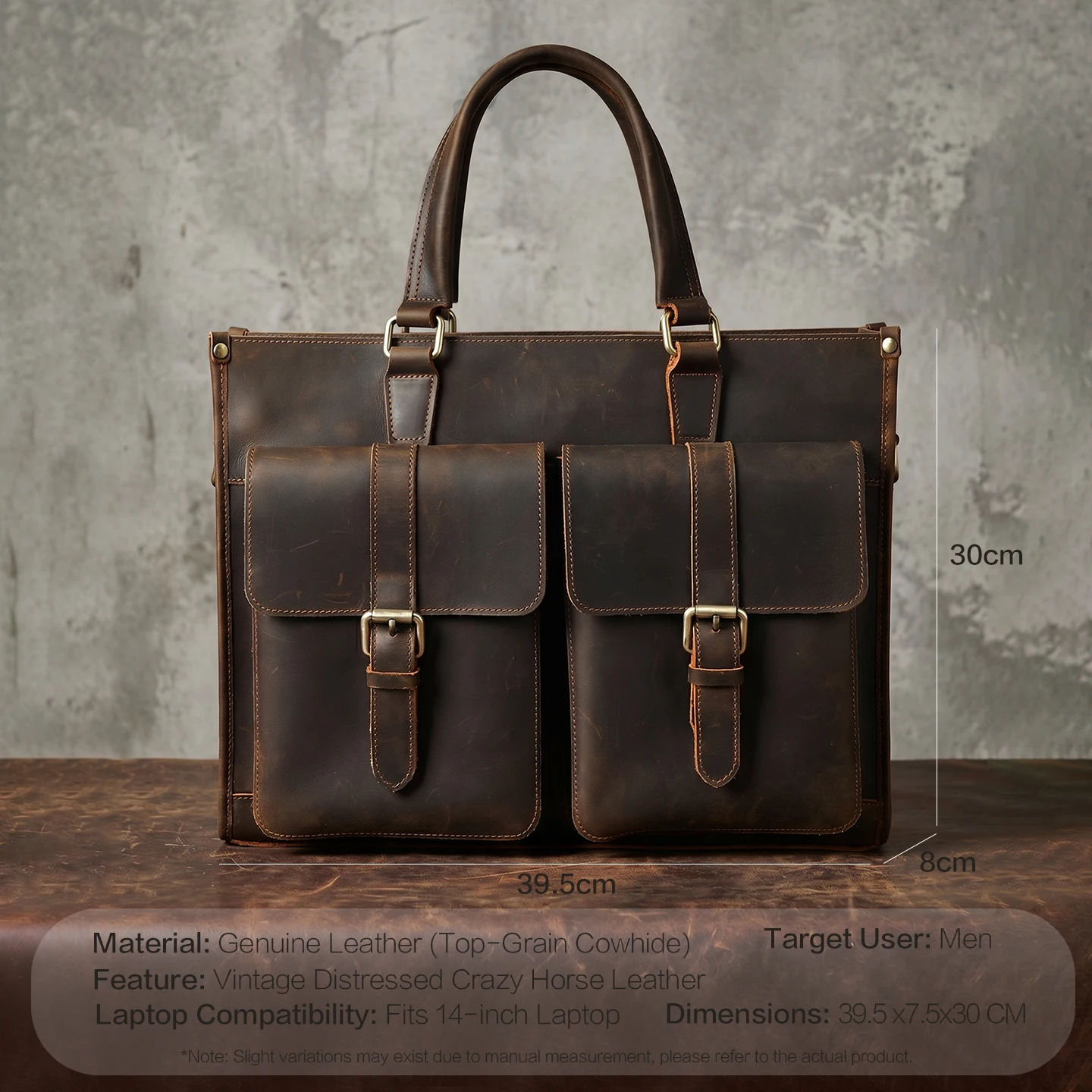 Vintage Genuine Leather Men Cr - Leather Work Bag Mens 评论和价格