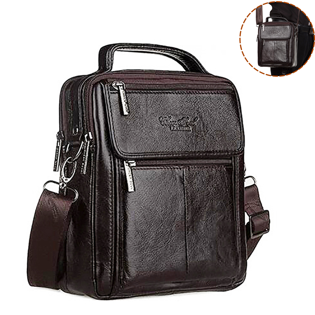 Crossbody Messenger Shoulder B - Leather Work Bag Mens 评论和价格