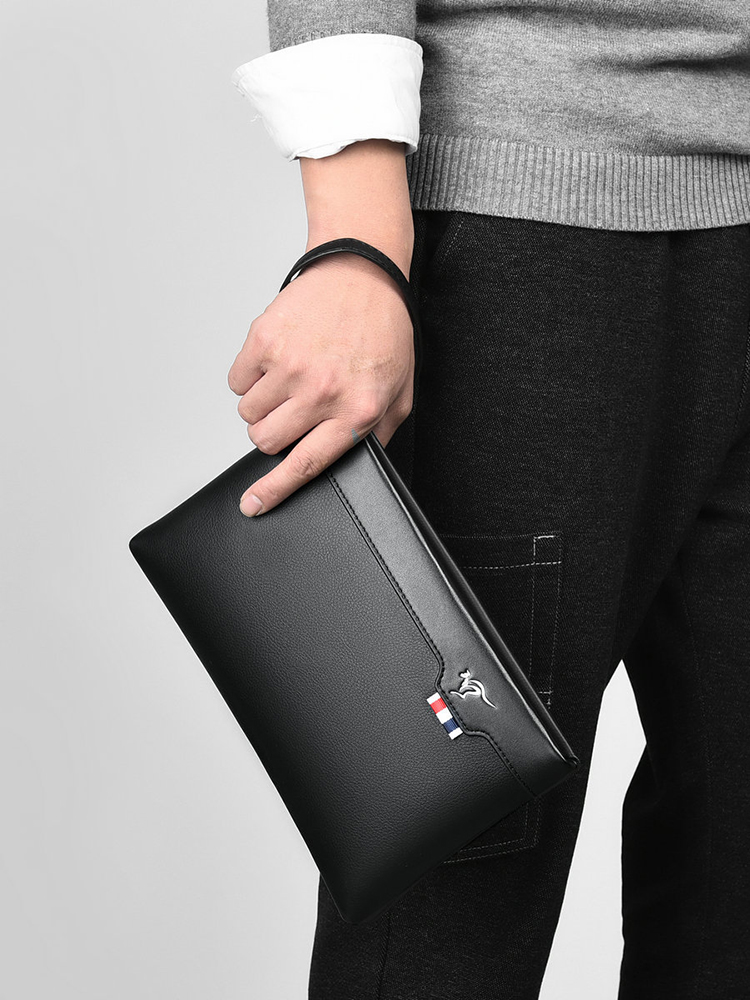 PU Leather Men's Clutch Bag Zi - Leather Work Bag Mens 评论和价格