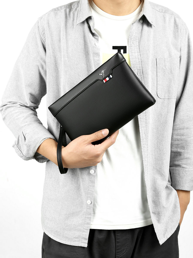 PU Leather Men's Clutch Bag Zi - Leather Work Bag Mens 评论和价格
