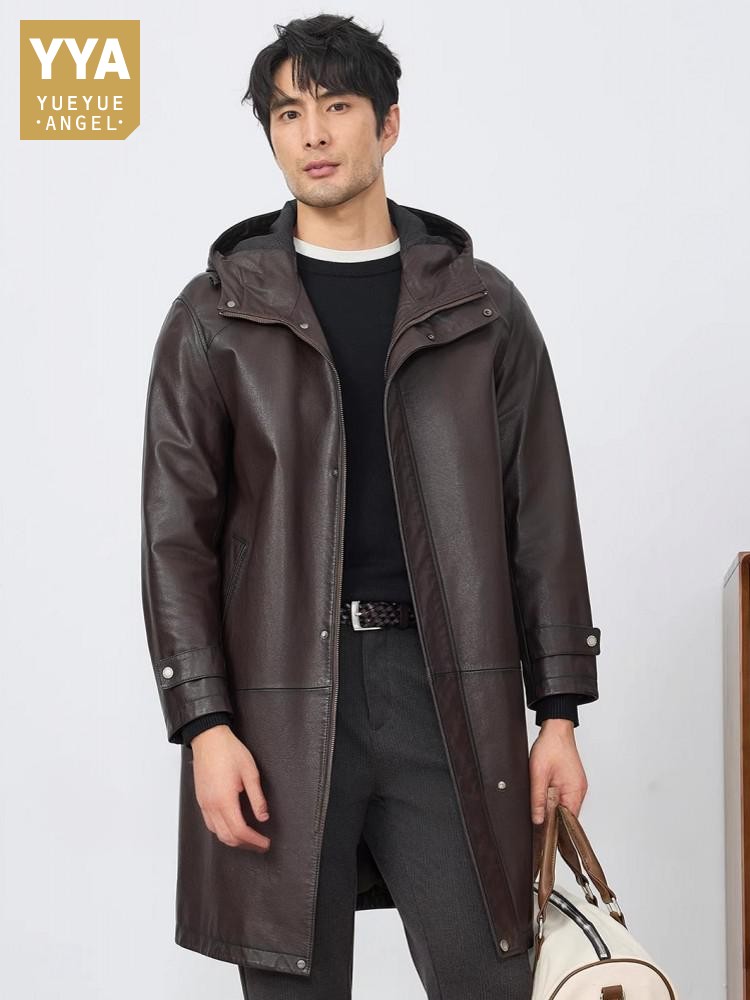 Fashion Mens Autum New Hooded  - Leather Work Jacket With Hood 评论和价格
