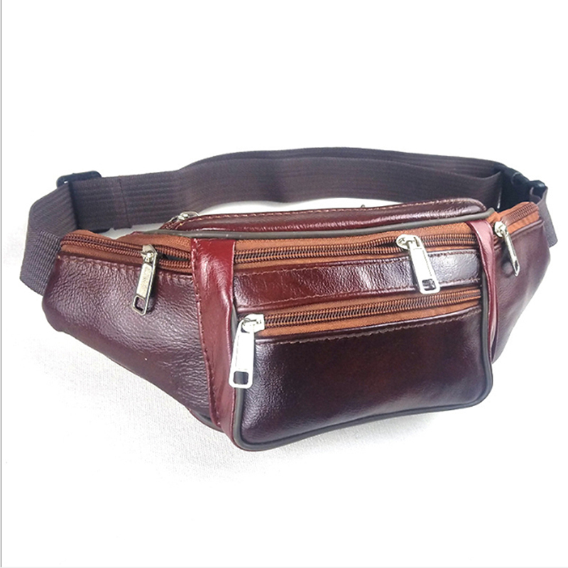 PU Leather Waist Bag Men Waist - Leatherwork Fasteners 评论和价格