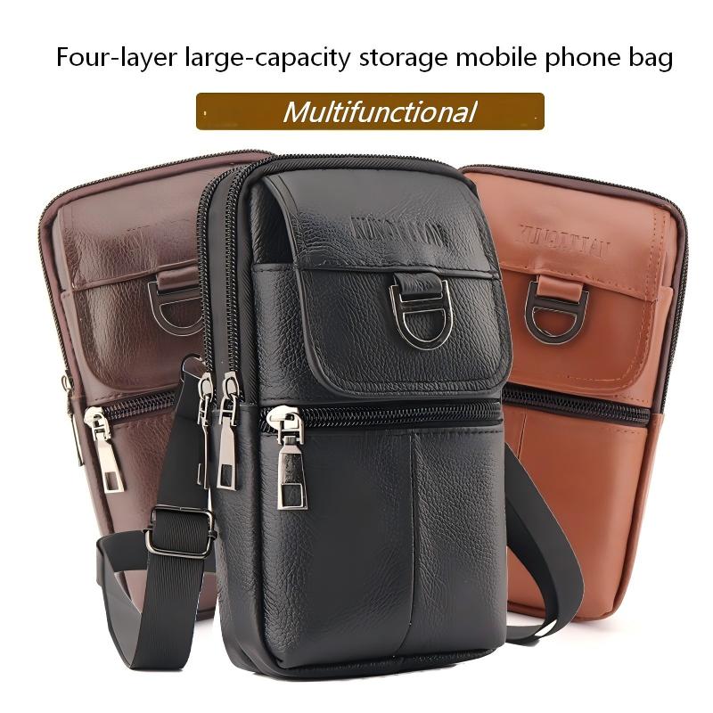 Men's Leather Waist Bag - Larg - Leatherwork Fasteners 评论和价格