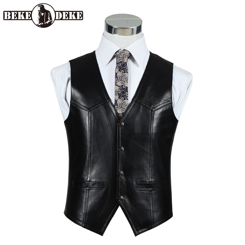 Genuine Leather Sheepskin Vest - Leather Work Vest For Men 评论和价格
