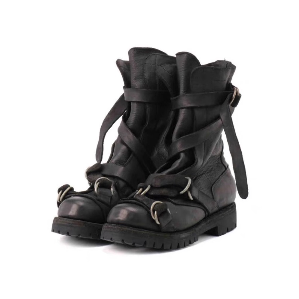 Men's Leather Motorcycle Boots - Leatherwork Fasteners 评论和价格
