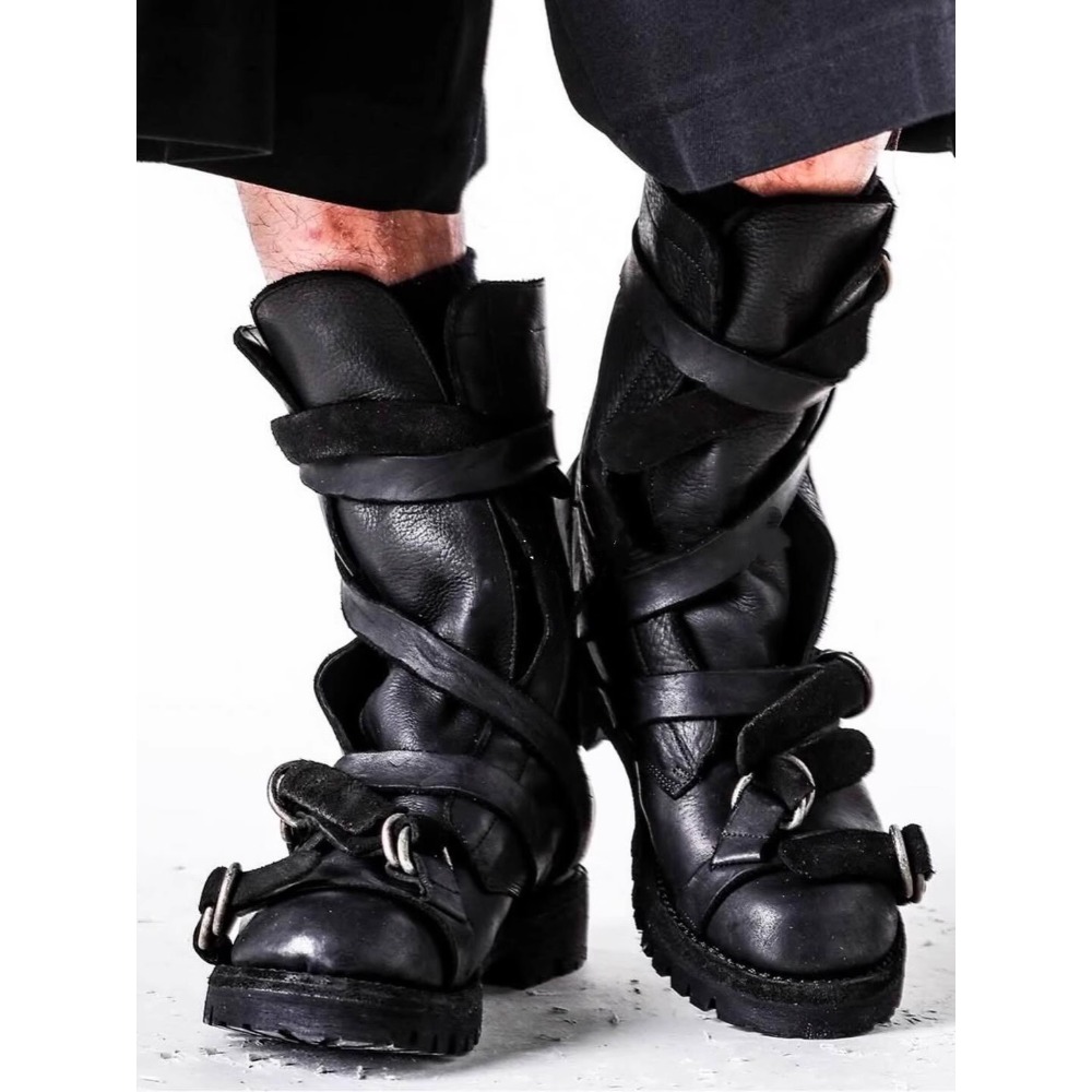 Men's Leather Motorcycle Boots - Leatherwork Fasteners 评论和价格