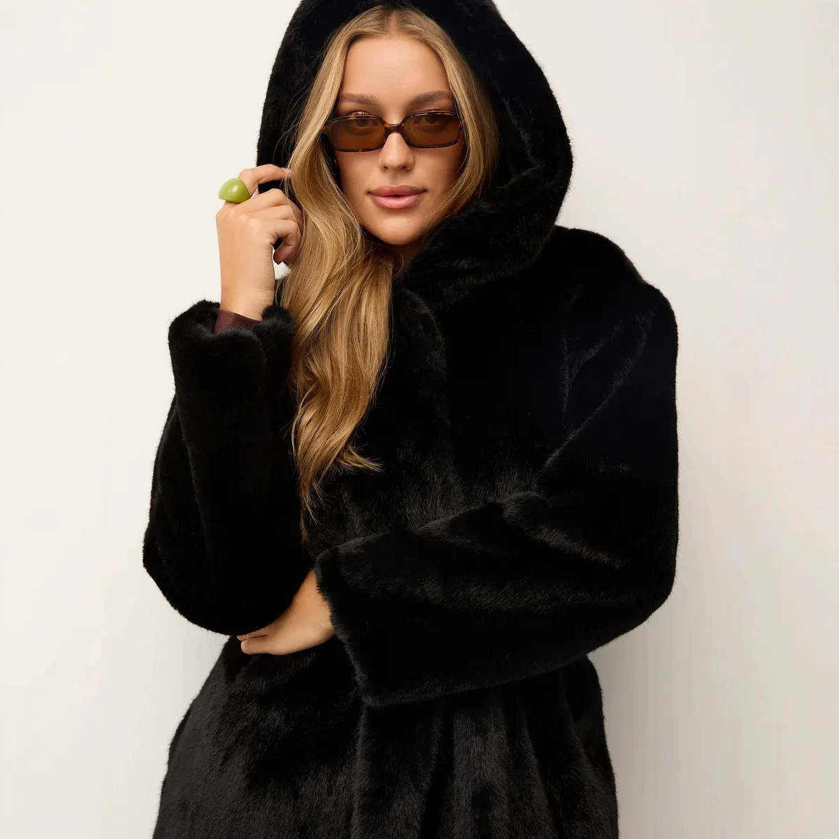 Hooded Faux Fur Women Coats Ja - Leather Work Jacket With Hood 评论和价格